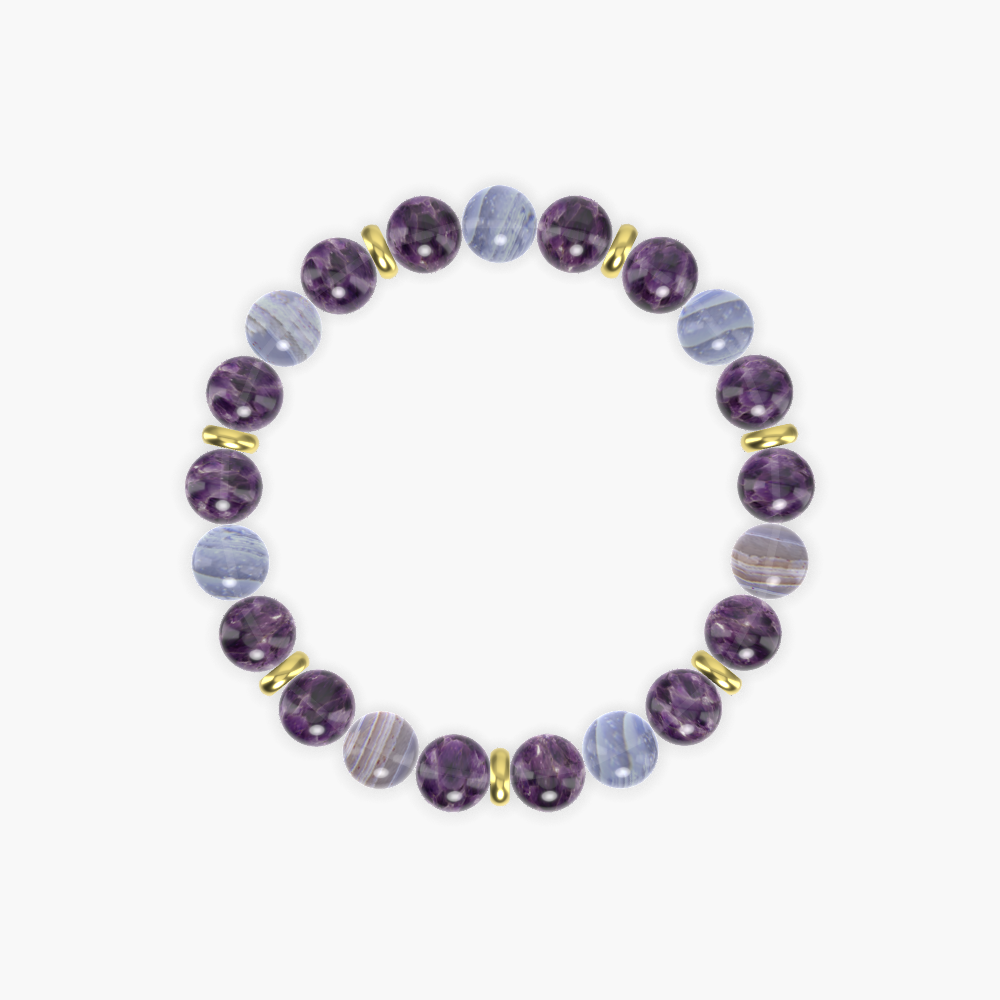 Amethyst and Blue Lace Agate Bracelet