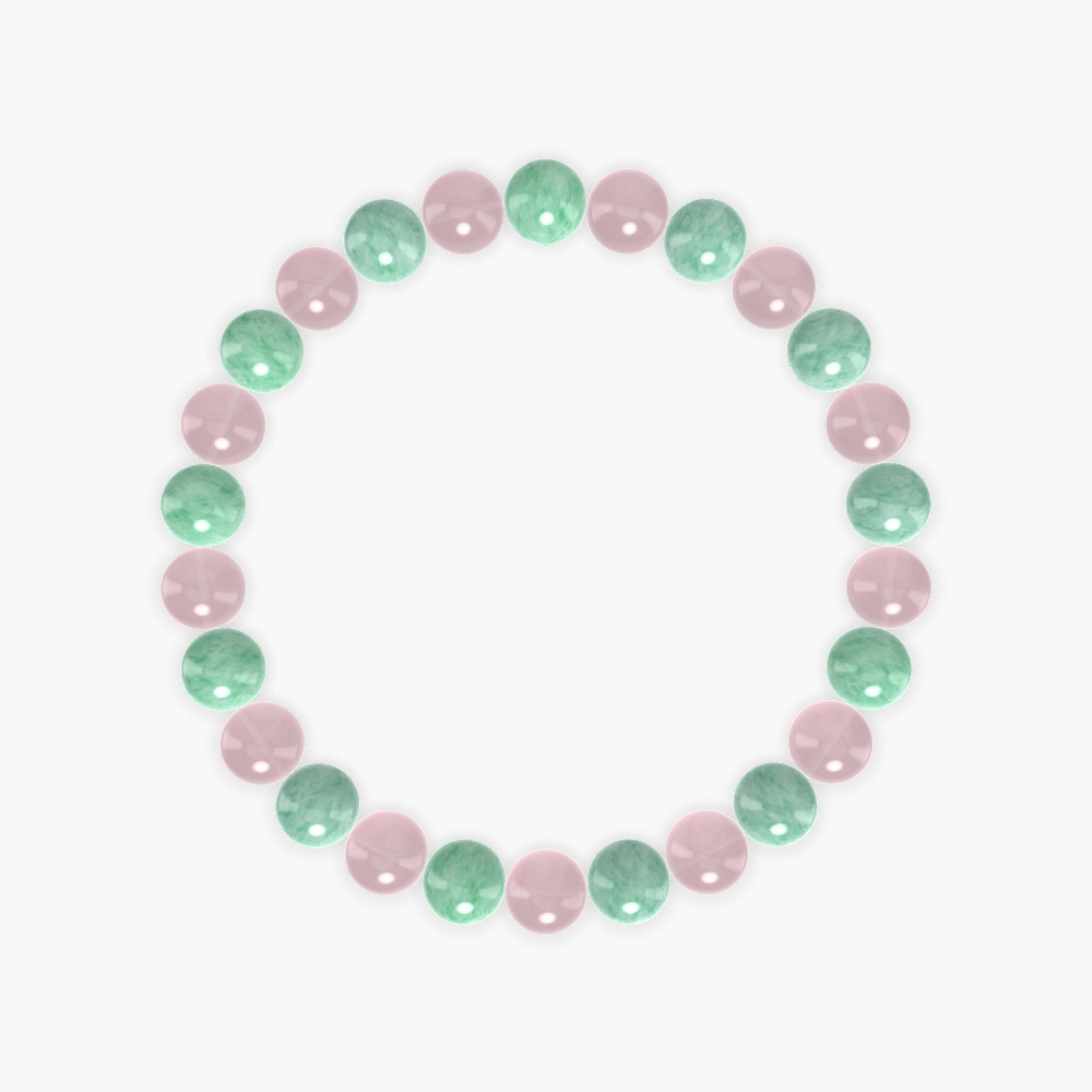 Rose Quartz and Green Jade Bracelet