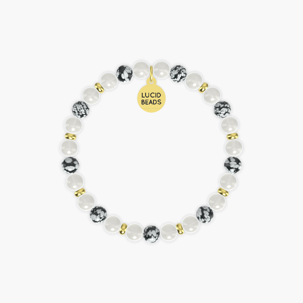 Moonstone and Snowflake Obsidian Bracelet