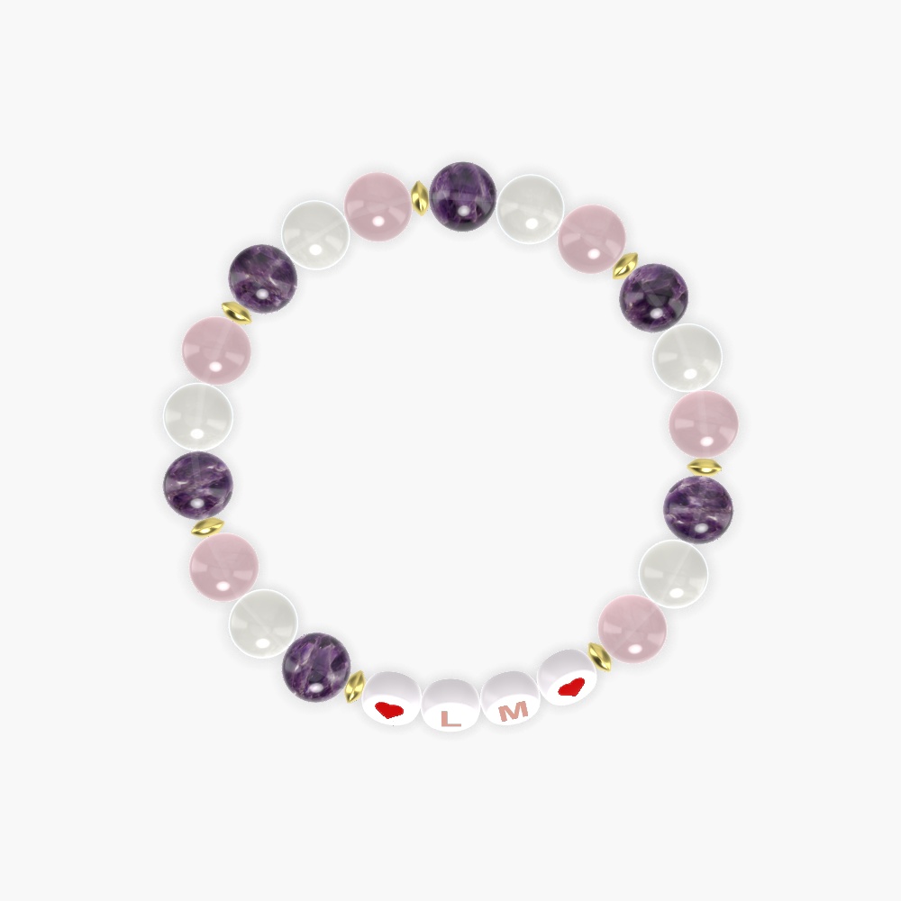 Rose Quartz, Moonstone and Amethyst Bracelet
