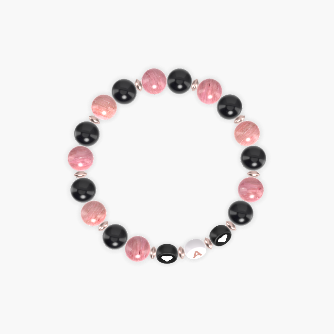 Black Obsidian and Rhodonite Bracelet