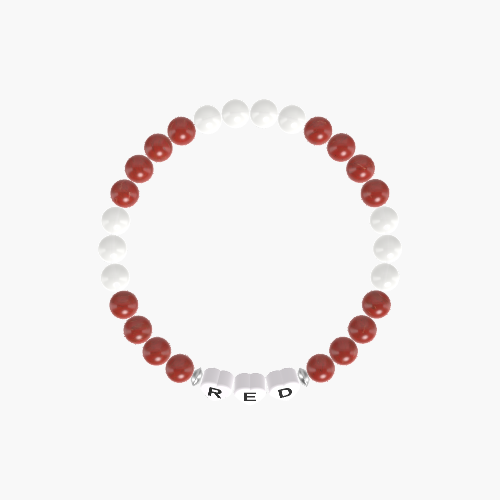 Red Jasper and White Jade Bracelet