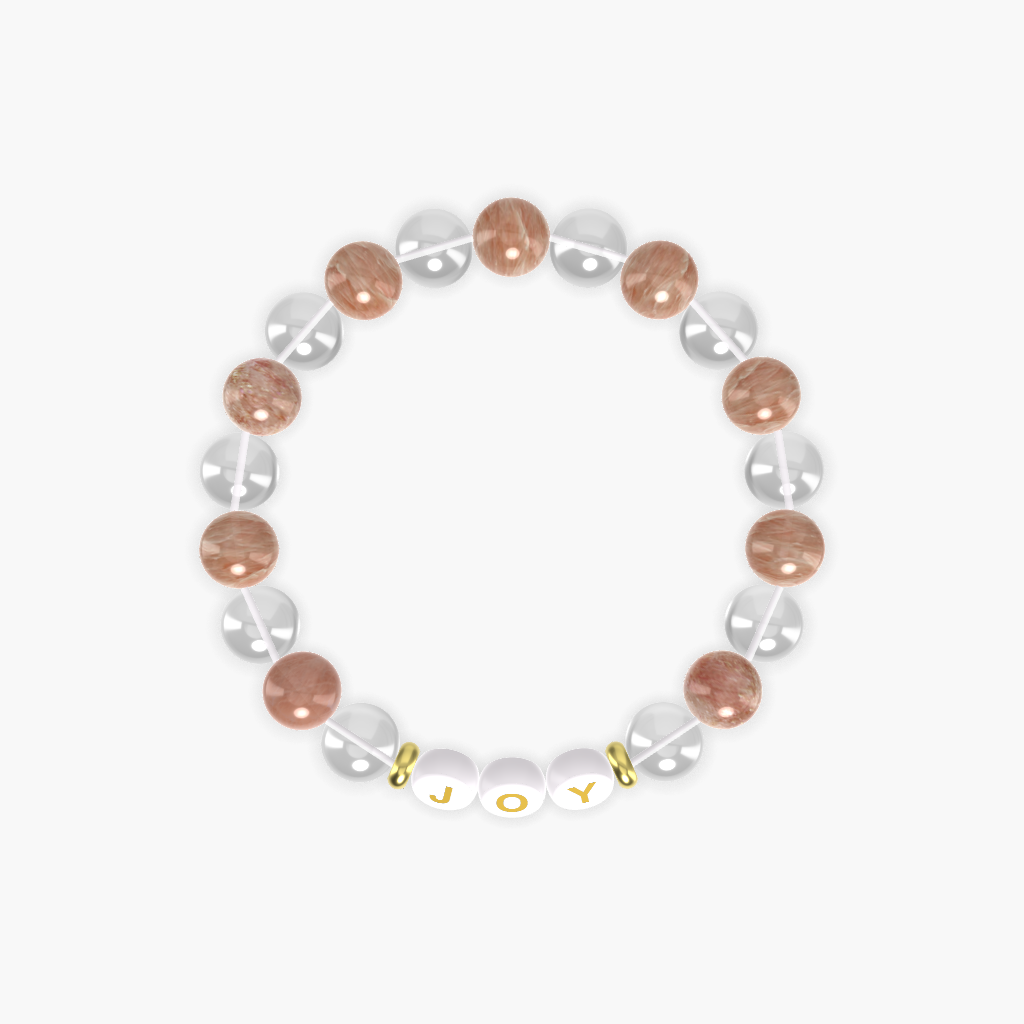 Clear Quartz and Sunstone Bracelet