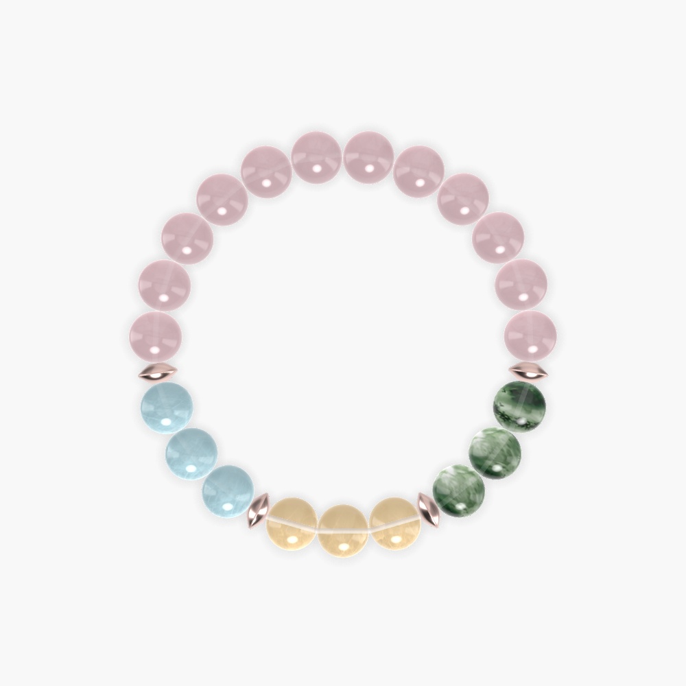 Rose Quartz, Citrine, Moss Agate and more Gemstone Bracelet