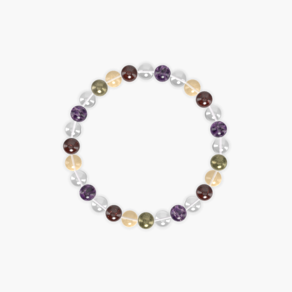 Clear Quartz, Amethyst, Garnet and more Gemstone Bracelet