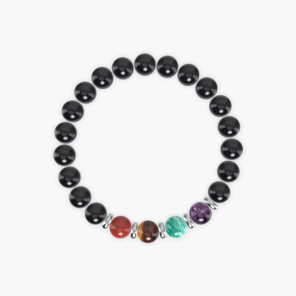 Black Obsidian, Tiger Eye, Amazonite and more Gemstone Bracelet