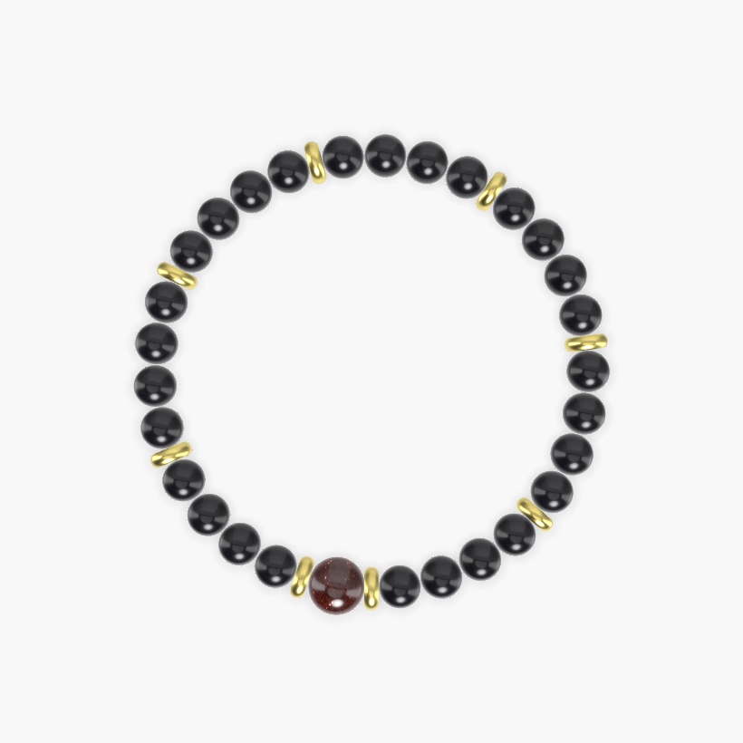 Black Onyx and Garnet Bracelet