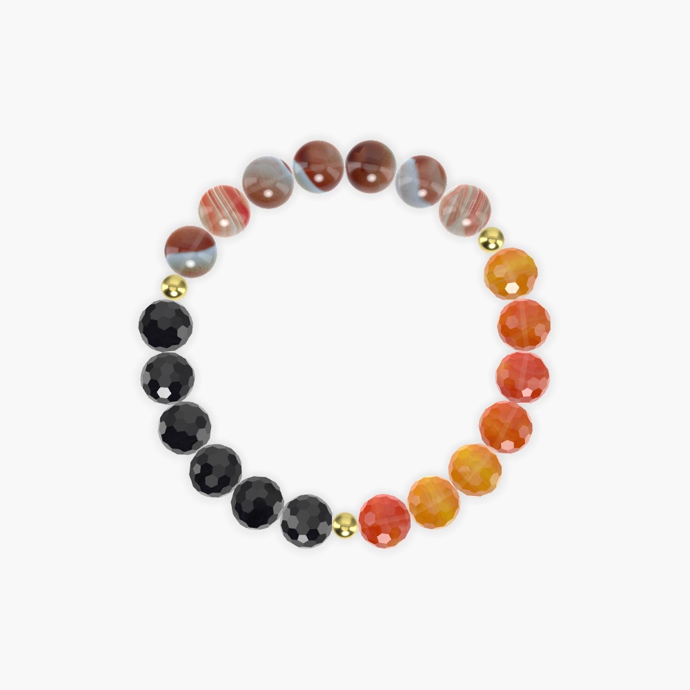 Carnelian, Sardonyx and Black Tourmaline Bracelet