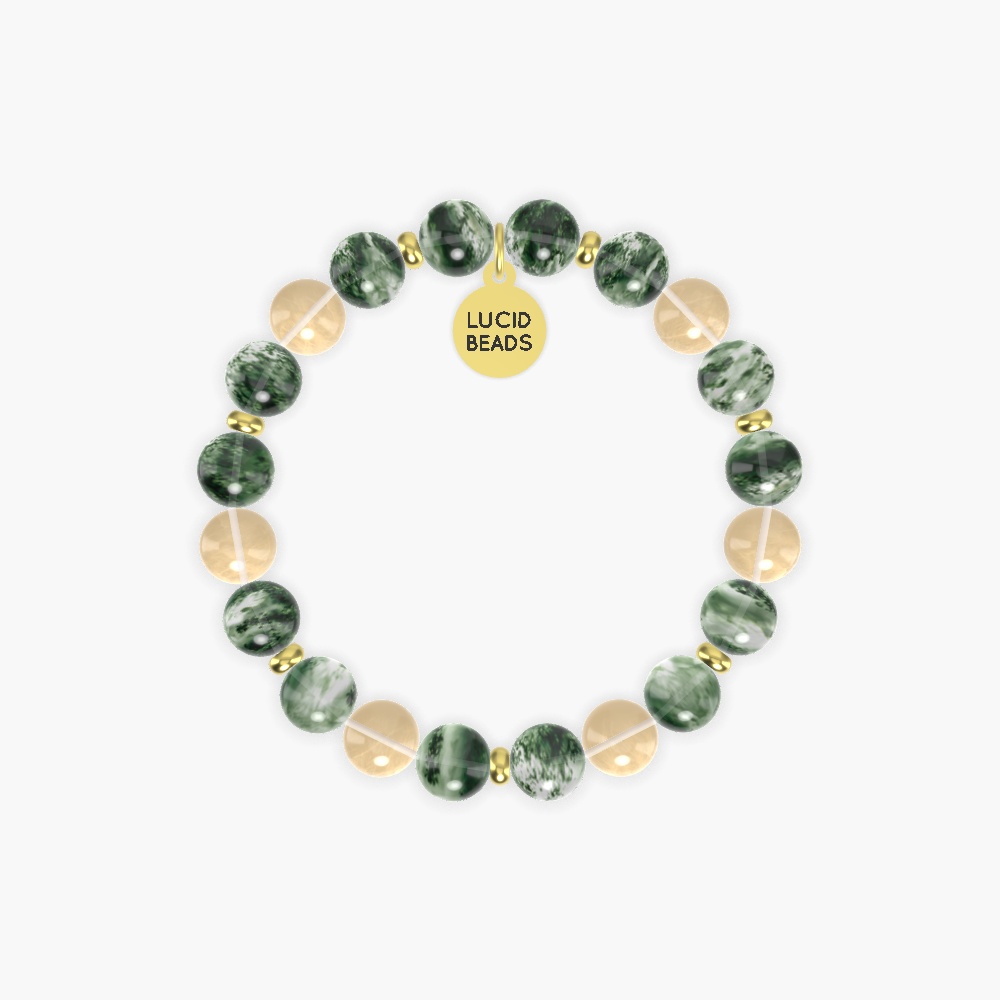Moss Agate and Citrine Bracelet