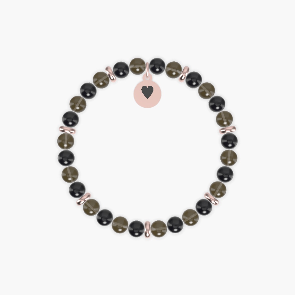 Smoky Quartz and Black Obsidian Bracelet