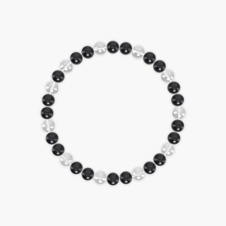 Black Obsidian and Clear Quartz Bracelet