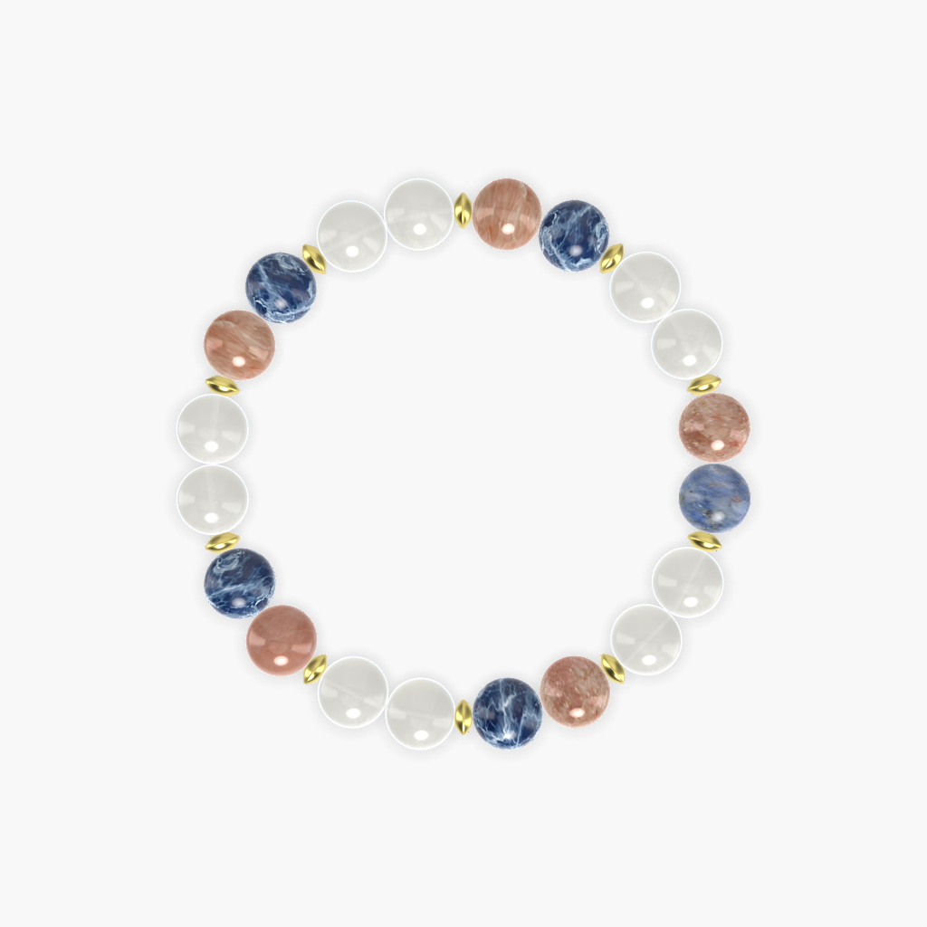 Moonstone, Sodalite and Sunstone Bracelet