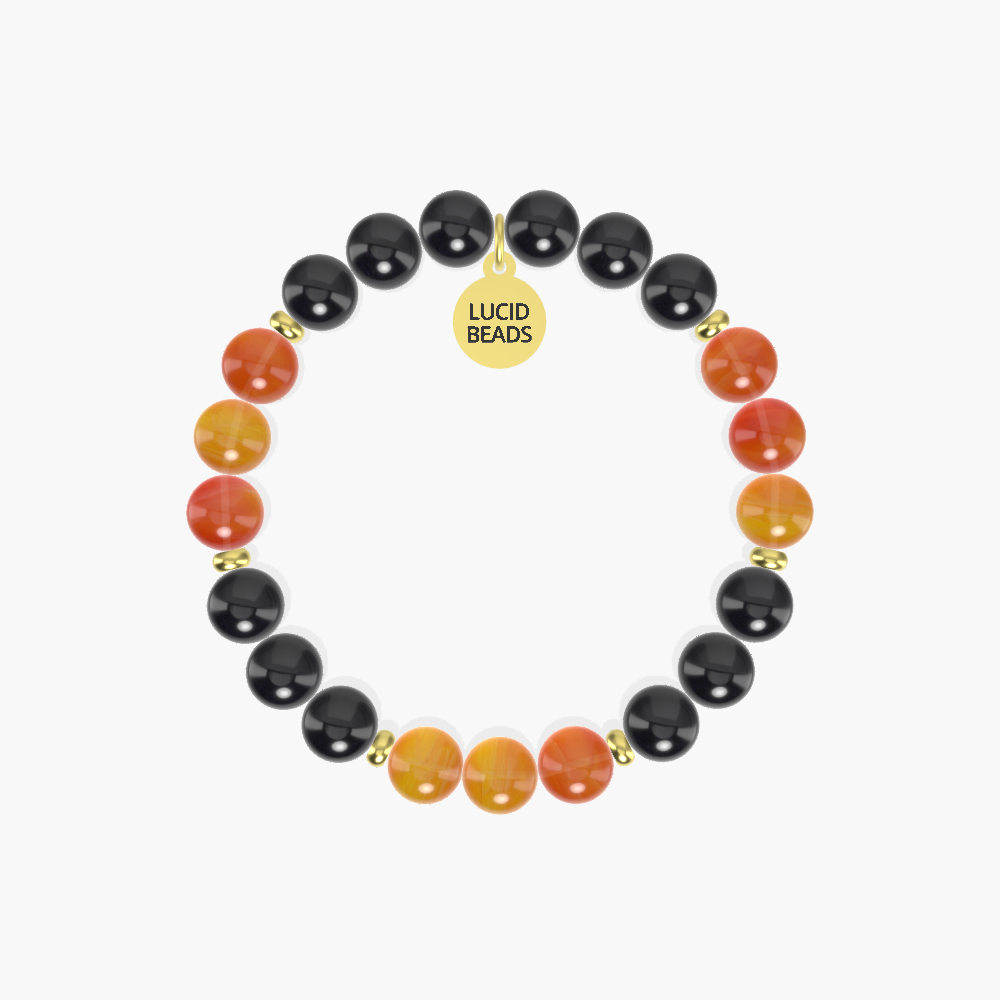 Courageous Spirit - Black Tourmaline and Carnelian Bracelet