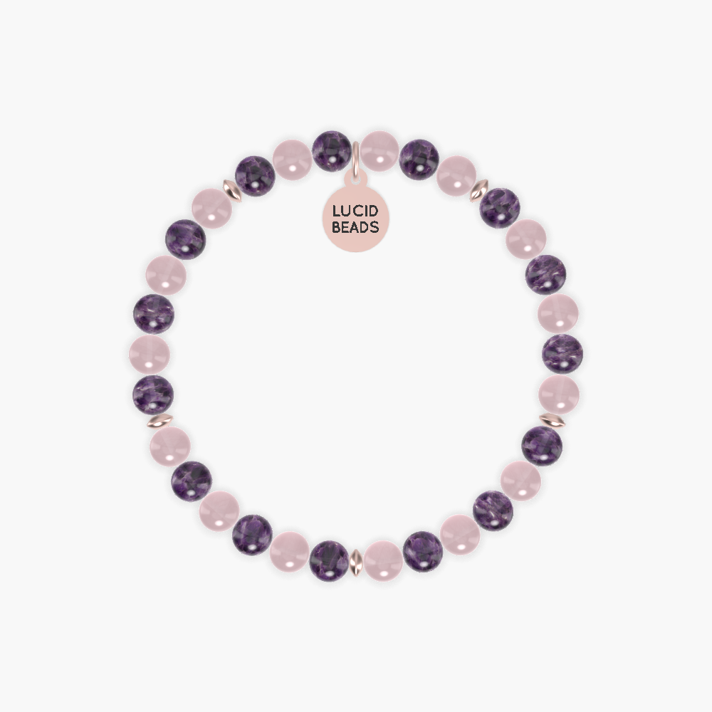 Empowerment Unity Harmony - Rose Quartz and Amethyst Bracelet