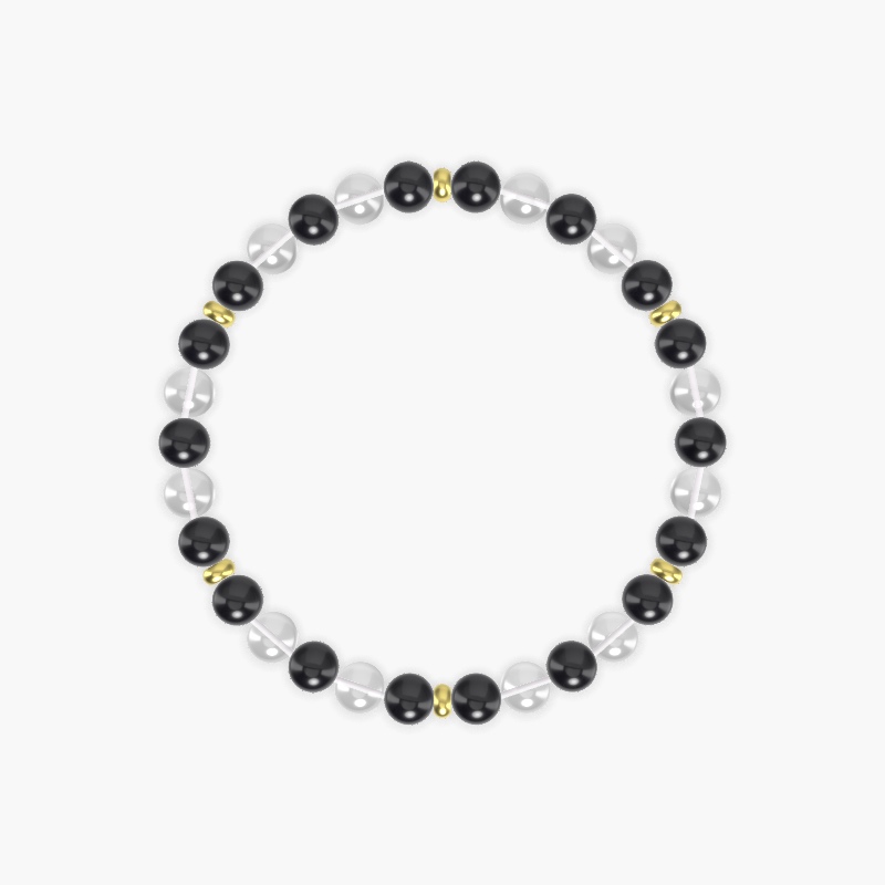 Quiet Shield - Black Tourmaline and Clear Quartz Bracelet