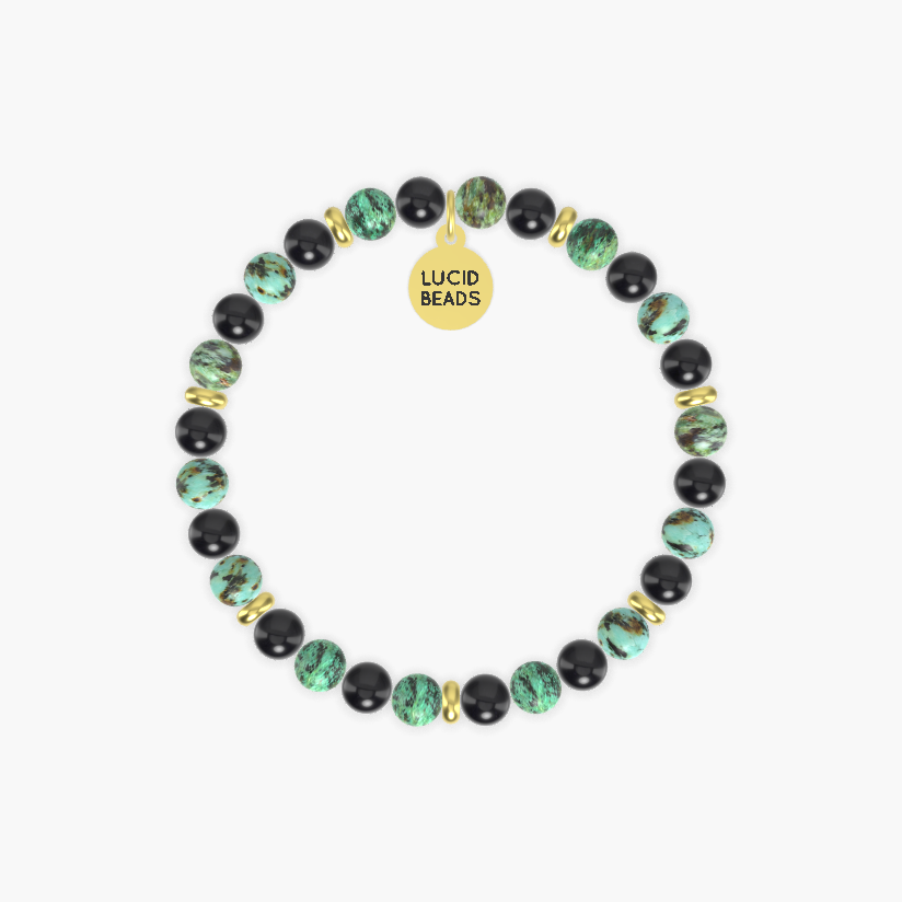 Black Obsidian and African Turquoise Bracelet