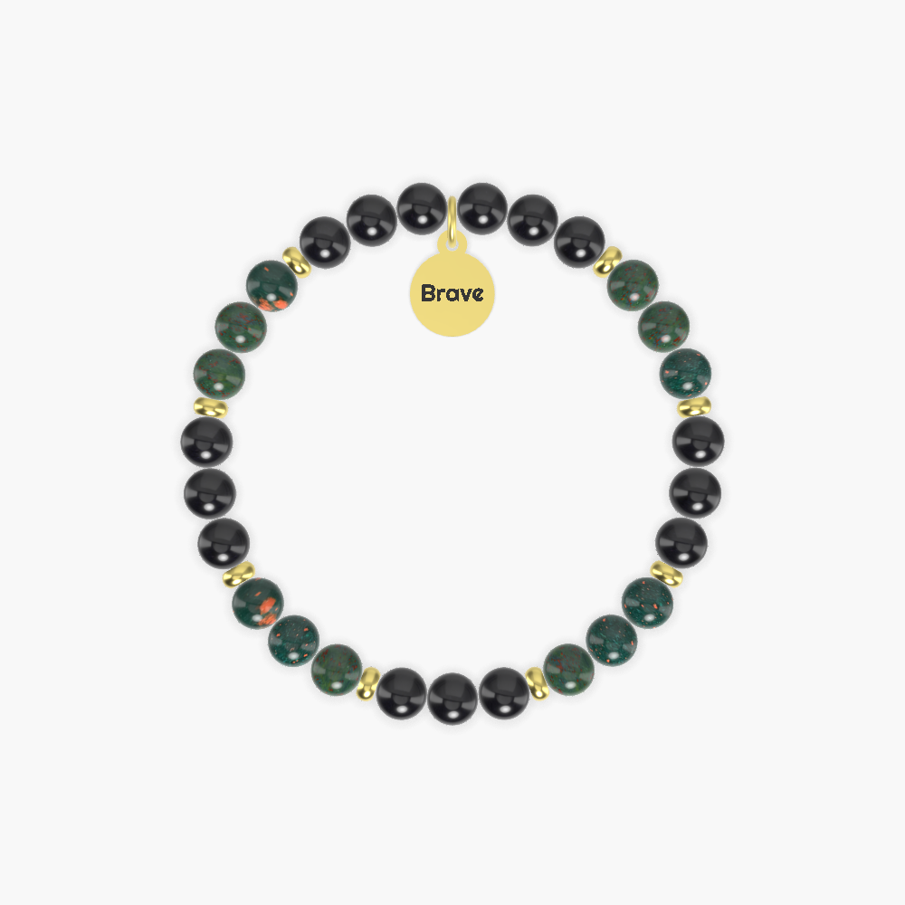 Endurance Shield Black Tourmaline and Bloodstone Bracelet