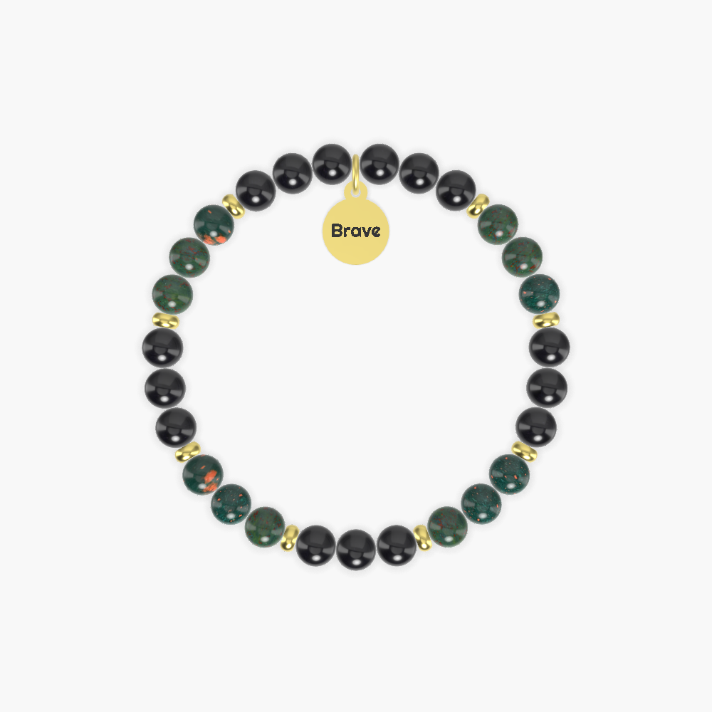 Endurance Shield - Black Tourmaline and Bloodstone Bracelet