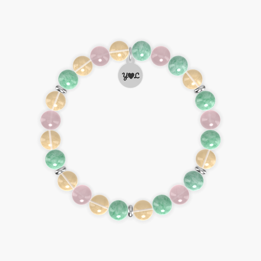 Citrine, Green Jade and Rose Quartz Bracelet