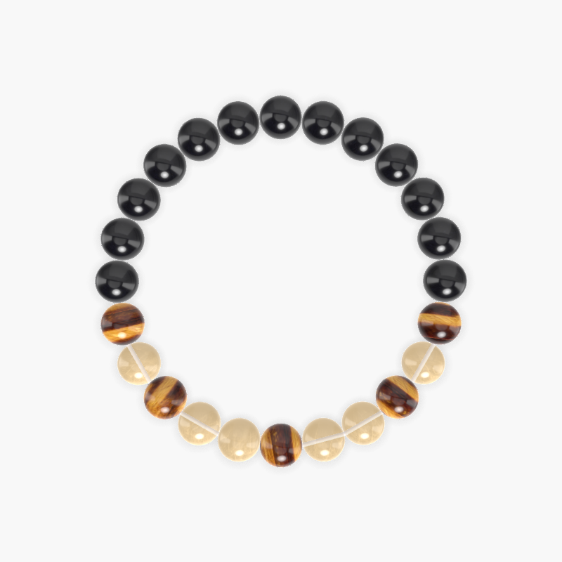 Black Tourmaline, Citrine and Tiger Eye Bracelet