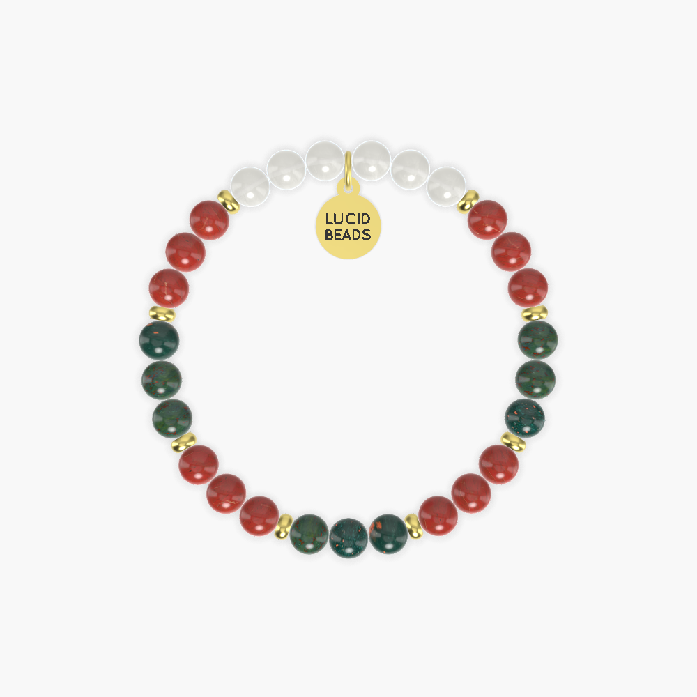 Red Jasper, Bloodstone and Moonstone Bracelet