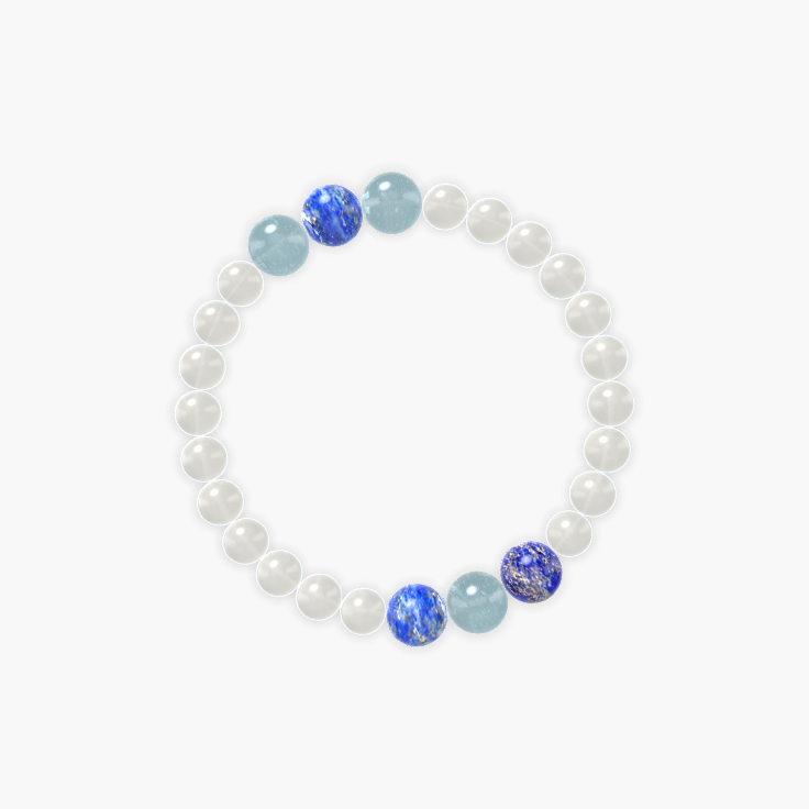 Moonstone, Lapis Lazuli and Aquamarine Bracelet