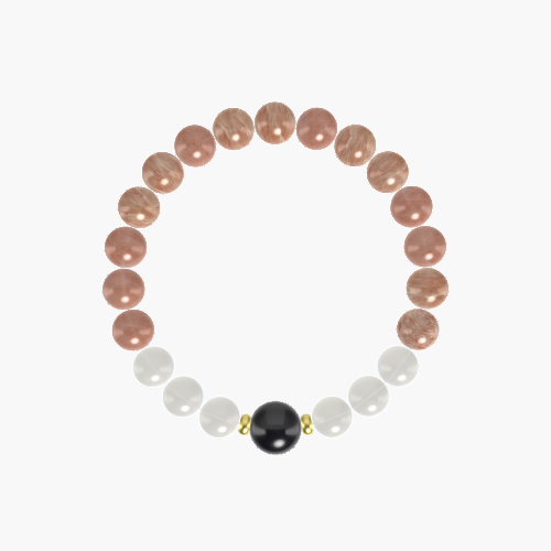 Sunstone, Moonstone and Black Tourmaline Bracelet