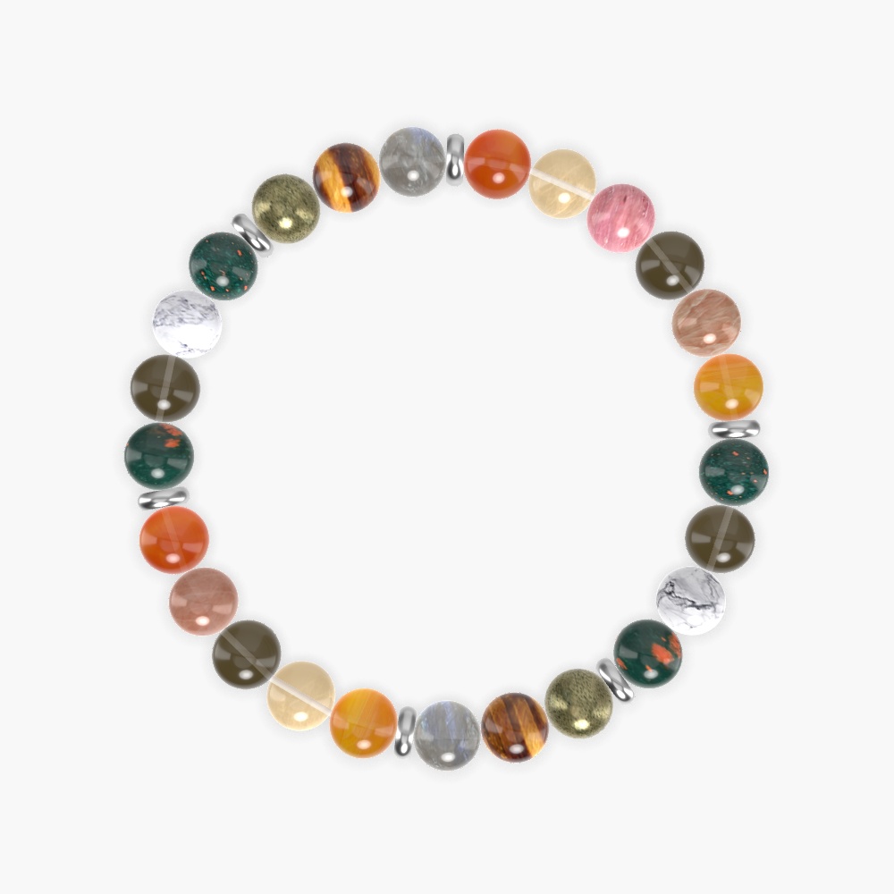 Bloodstone, Smoky Quartz, Carnelian and more Gemstone Bracelet