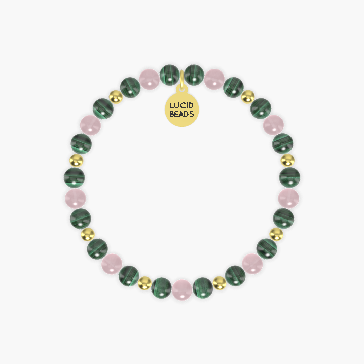 Heart's Embrace - Malachite and Rose Quartz Bracelet