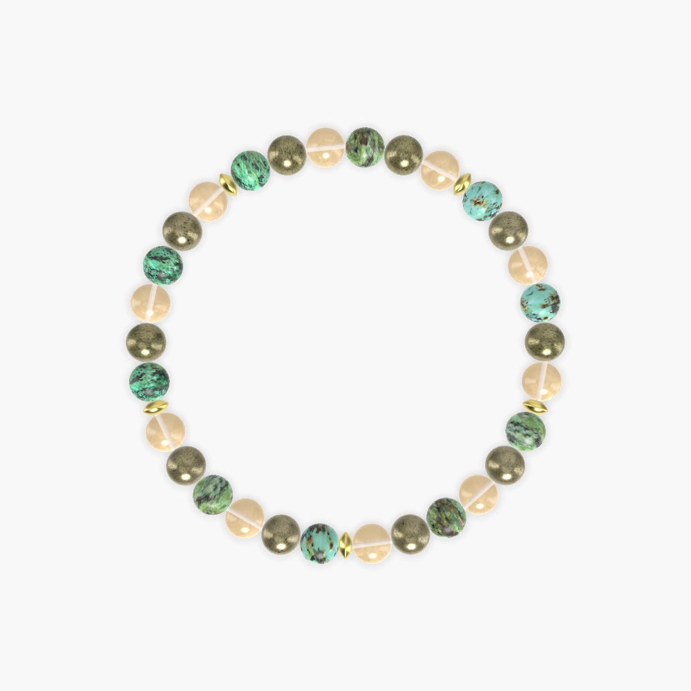 Citrine, Pyrite and African Turquoise Bracelet