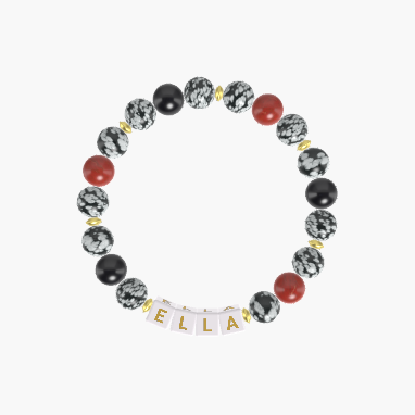 Snowflake Obsidian, Red Jasper and Black Tourmaline Bracelet