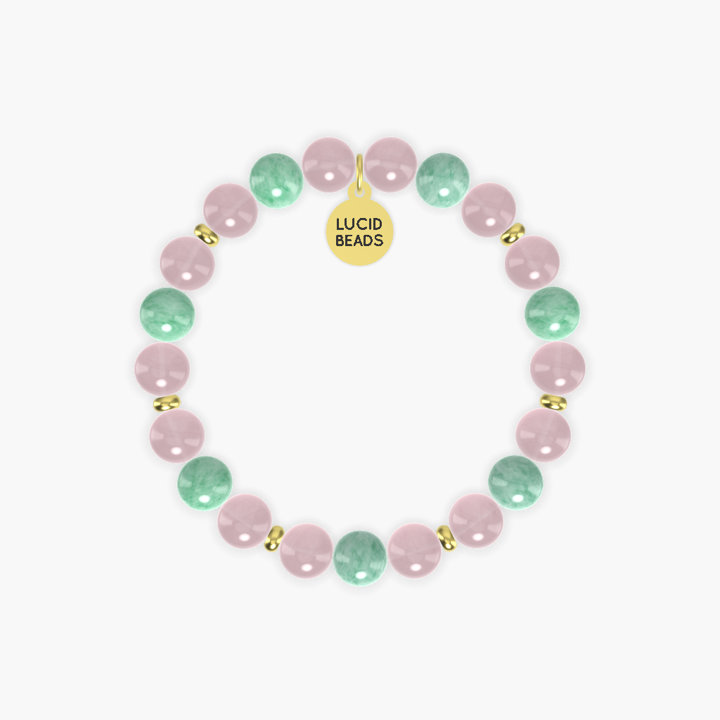 Heart Harmony - Rose Quartz and Green Jade Bracelet
