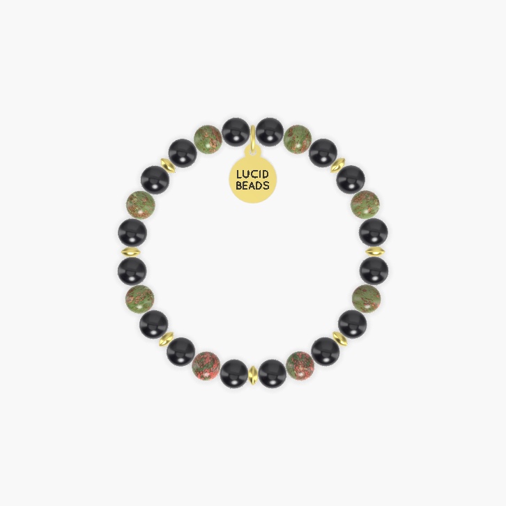 Black Tourmaline and Unakite Bracelet