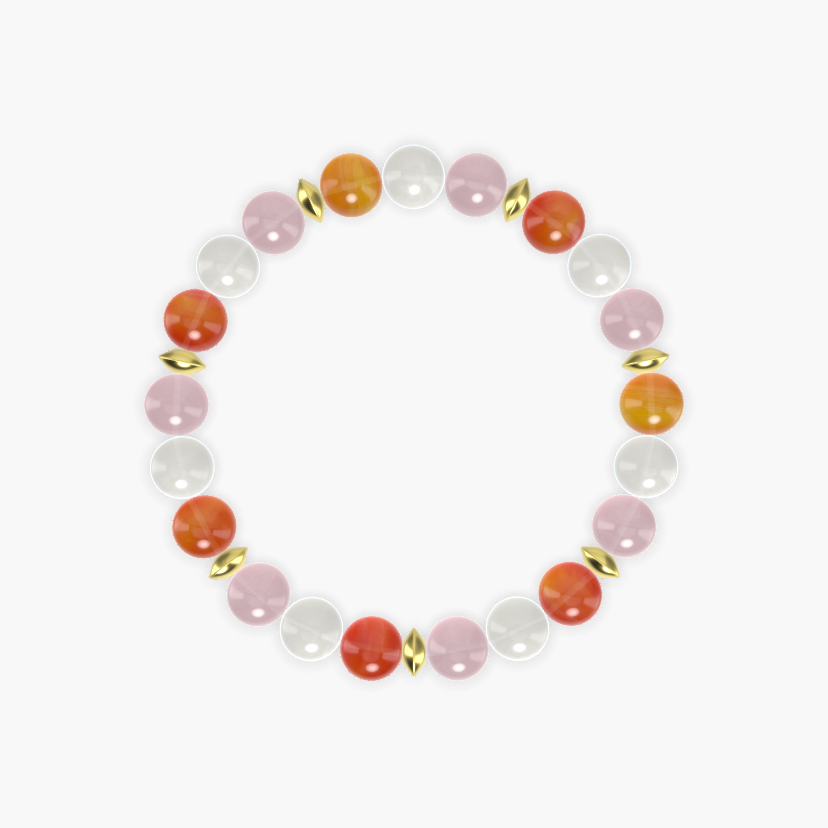 Rose Quartz, Moonstone and Carnelian Bracelet