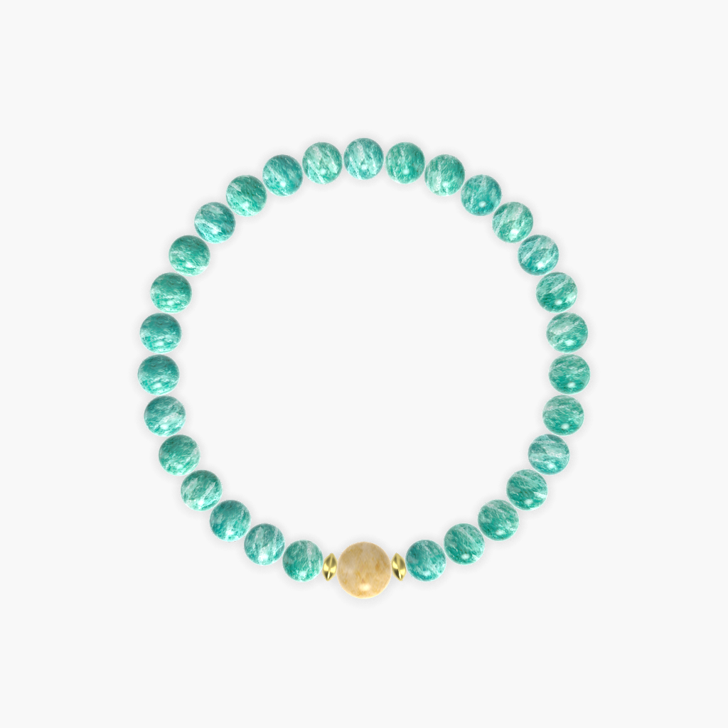 Amazonite and Yellow Jade Bracelet