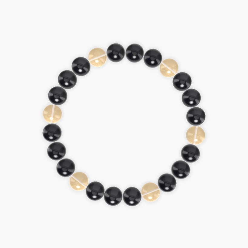 Black Tourmaline, Black Obsidian and Citrine Bracelet