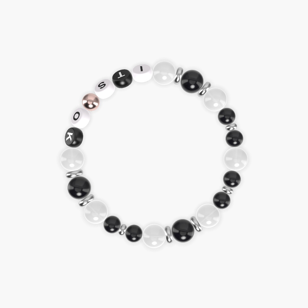 White Jade, Black Obsidian and Black Onyx Bracelet