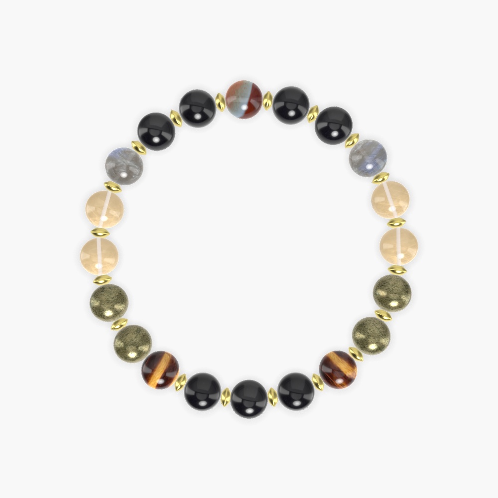 Pyrite, Citrine, Black Tourmaline and more Gemstone Bracelet