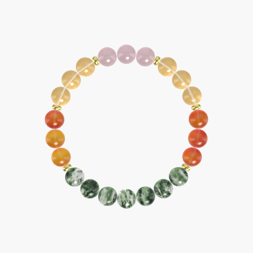 Moss Agate, Carnelian, Citrine and more Gemstone Bracelet