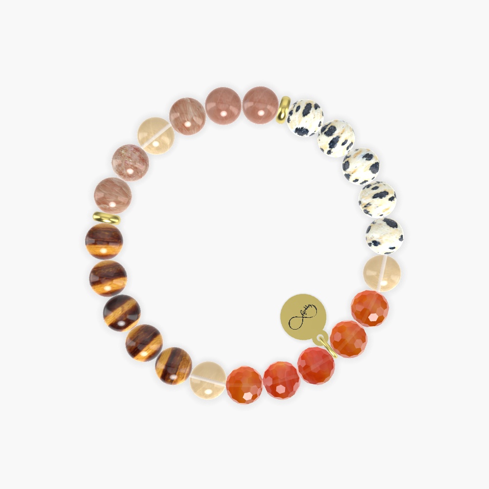 Carnelian, Dalmatian Jasper, Sunstone and more Gemstone Bracelet