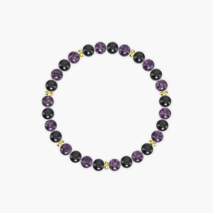 Amethyst and Black Tourmaline Bracelet