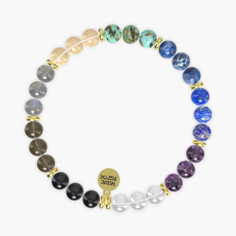 Clear Quartz, Amethyst, Lapis Lazuli and more Gemstone Bracelet