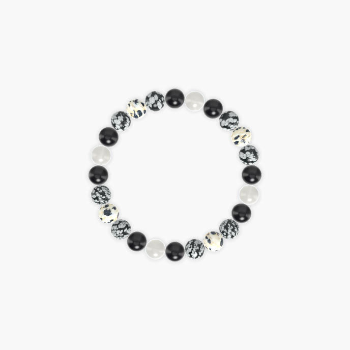 Black Obsidian, Snowflake Obsidian, Dalmatian Jasper and more Gemstone Bracelet