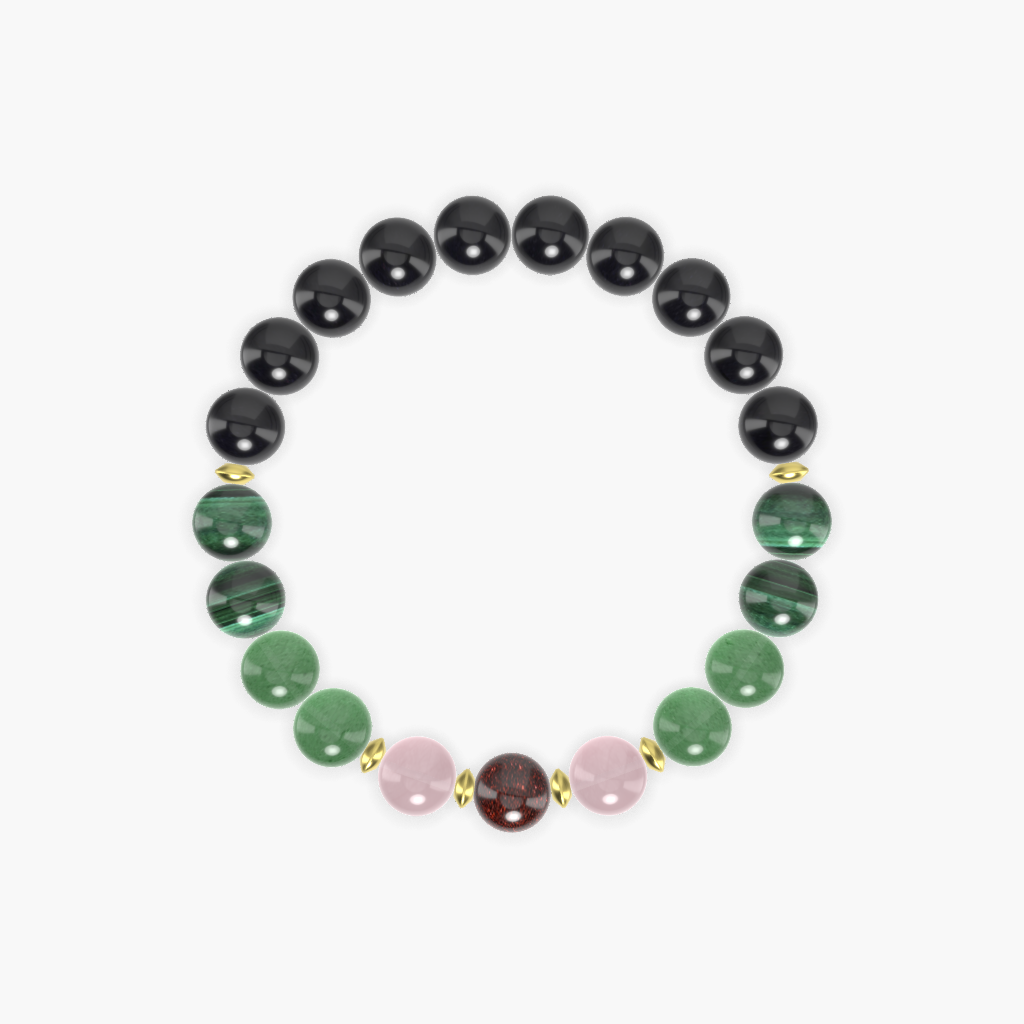 Black Tourmaline, Aventurine, Malachite and more Gemstone Bracelet