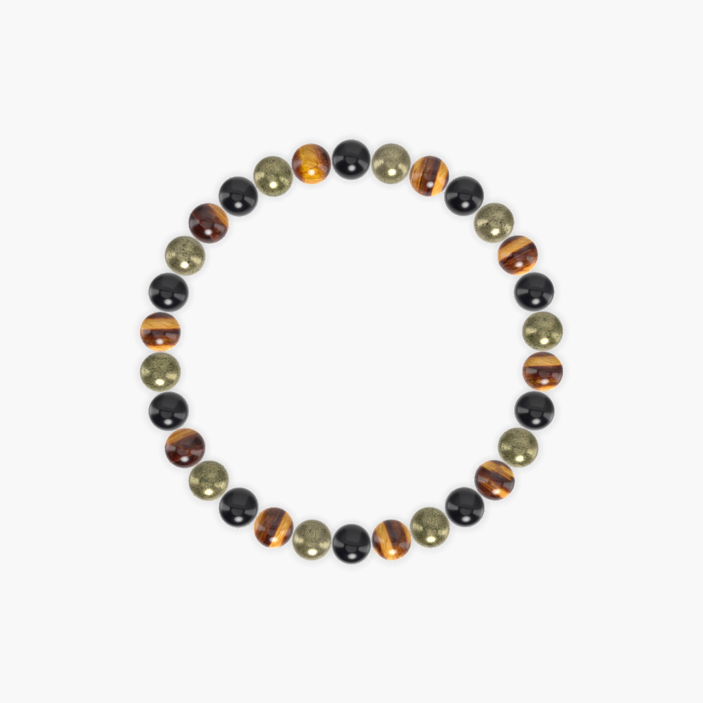 Black Obsidian, Tiger Eye and Pyrite Bracelet