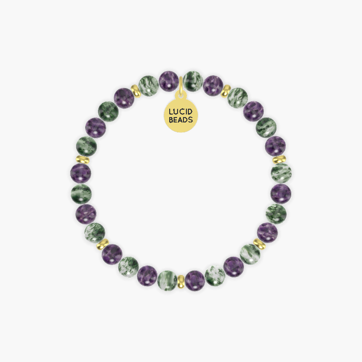 Amethyst and Moss Agate Bracelet