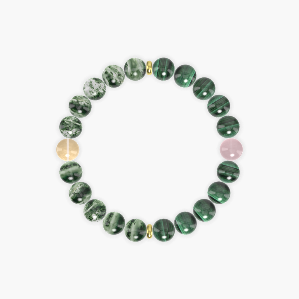 Malachite, Moss Agate, Rose Quartz and more Gemstone Bracelet
