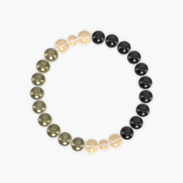 Black Obsidian, Pyrite and Citrine Bracelet
