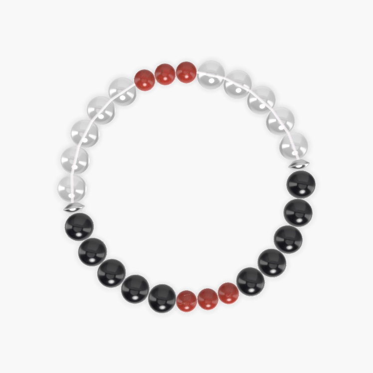 Black Tourmaline, Clear Quartz and Red Jasper Bracelet