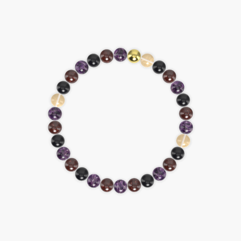 Amethyst, Garnet, Black Obsidian and more Gemstone Bracelet